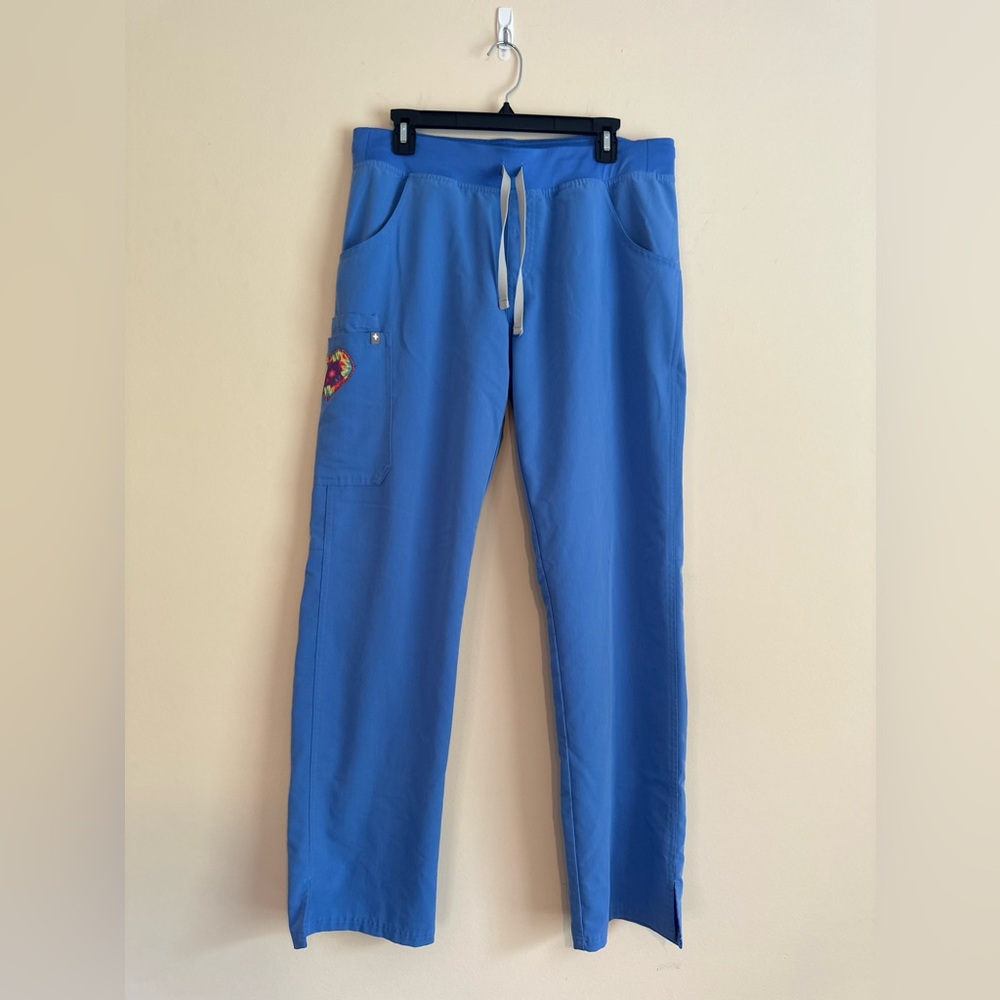 Figs Scrub pants. Size Large tall. Tie die heart patch included.